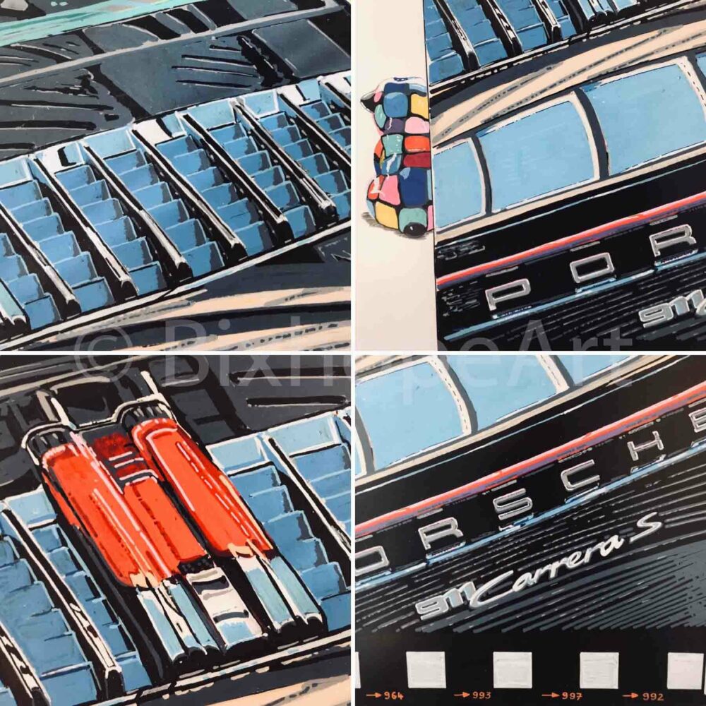 "LE GRAND BLEU" PORSCHE 911 TYPE 992 CARRERA S - En stock - 40x50 cm – Image 3
