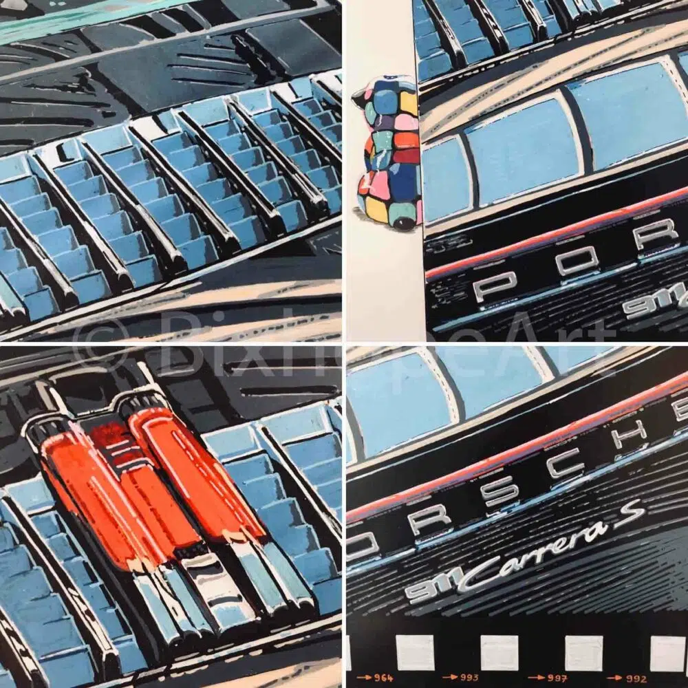 "LE GRAND BLEU" PORSCHE 911 TYPE 992 CARRERA S - En stock - 40x50 cm – Image 3