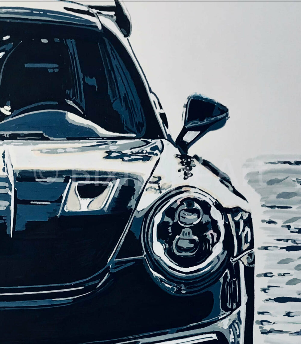 "WINTER GAMES, BLACK SLEDGE " PORSCHE 911.991 GT3RS - En stock - 100x70 cm – Image 3