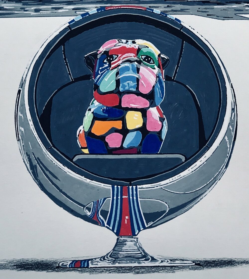 "Bull The Dog by Bixhope Art"  Bull The Dog, Easter Egg Chair! – Image 2