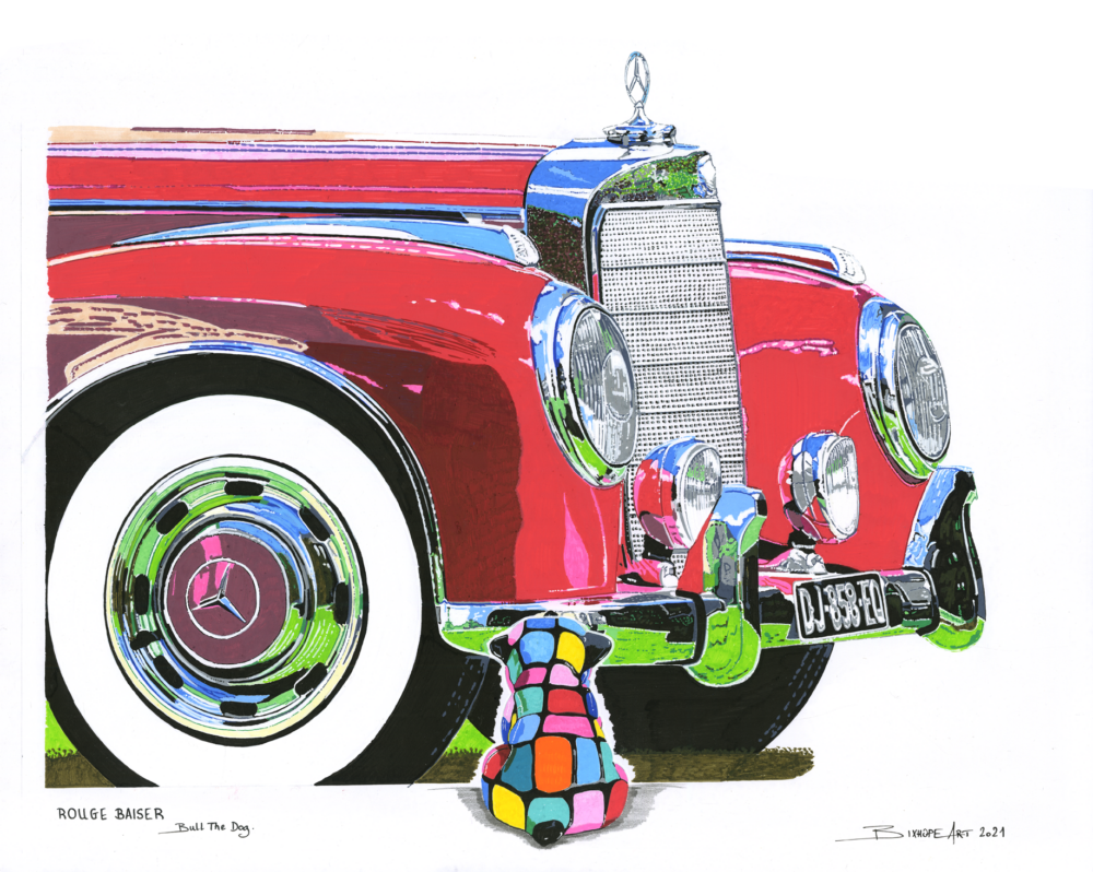 "ROUGE BAISER" MERCEDES BENZ 300 S  - En stock - 50x70 cm